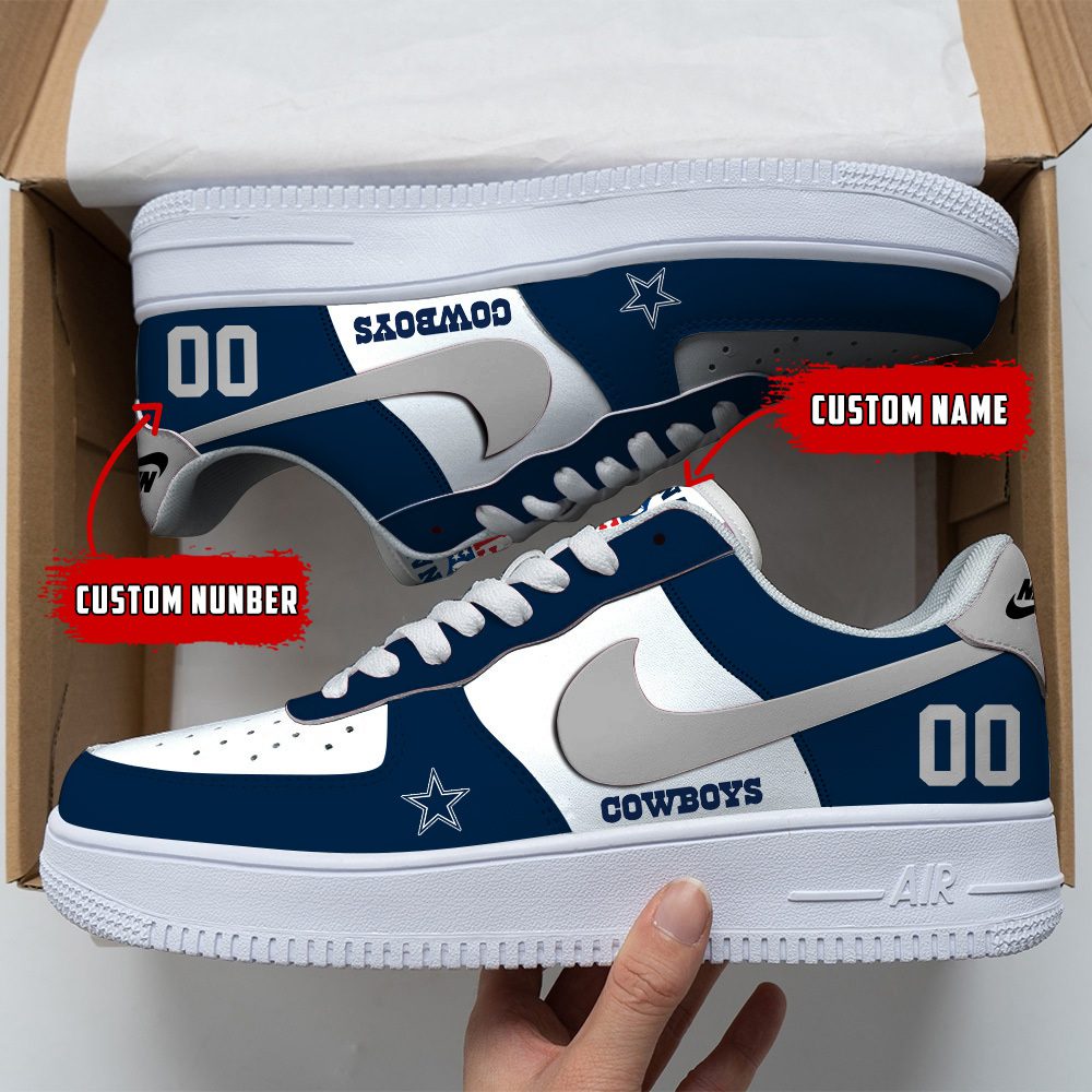 Dallas Cowboys NFL Custom Name And Number Air Force Sneakers For Men Women