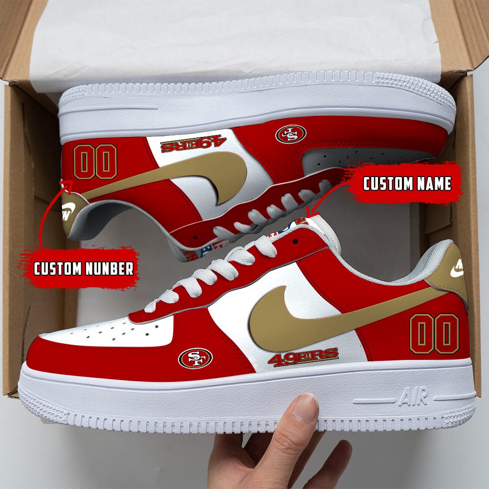 San Francisco 49ers NFL Custom Name And Number Air Force Sneakers For Men Women