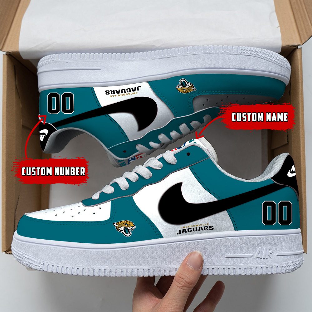 Jacksonville Jaguars NFL Custom Name And Number Air Force Sneakers For Men Women