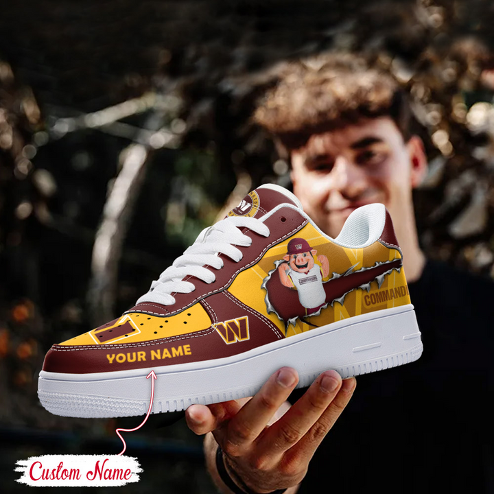NFL Washington Commanders Custom Name Air Force 1 Sneaker For Women Men
