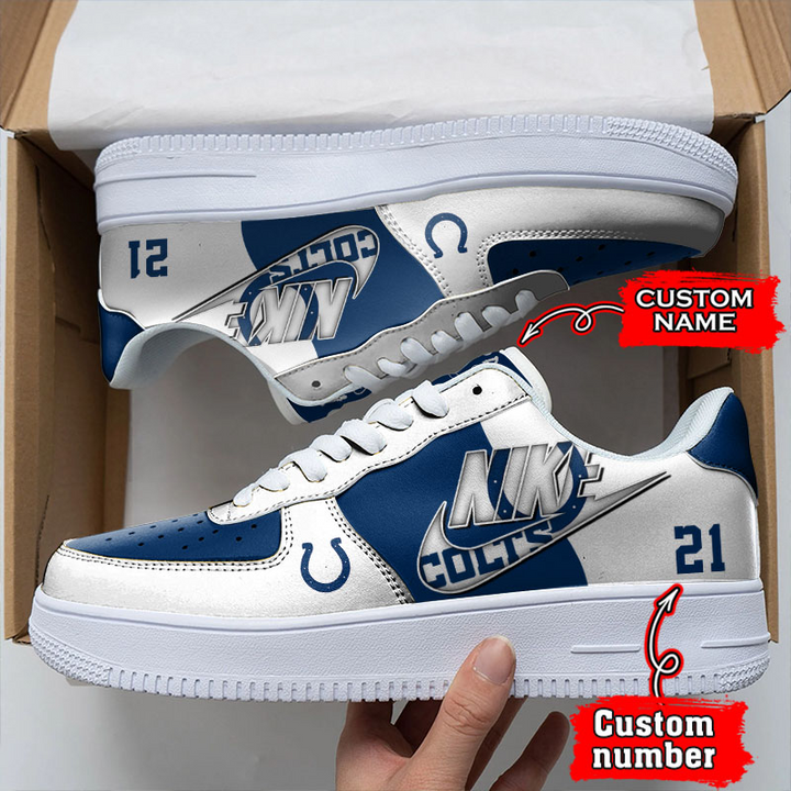 NFL Indianapolis Colts Custom Name Number Air Force 1 Sneaker For Women Men