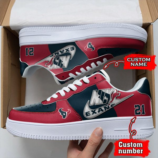 NFL Houston Texans Custom Name Number Air Force 1 Sneaker For Women Men