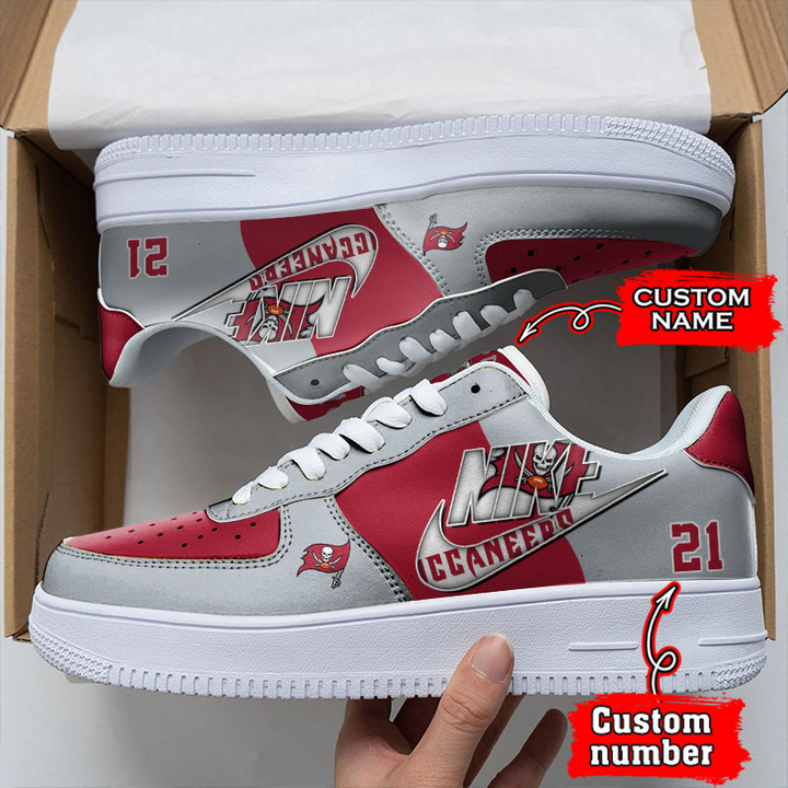 NFL Tampa Bay Buccaneers Custom Name Number Air Force 1 Sneaker For Women Men