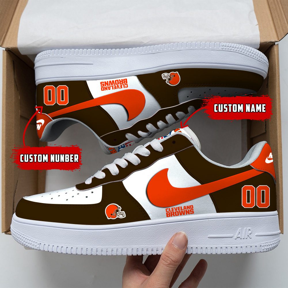 Cleveland Browns NFL Custom Name And Number Air Force Sneakers For Men Women