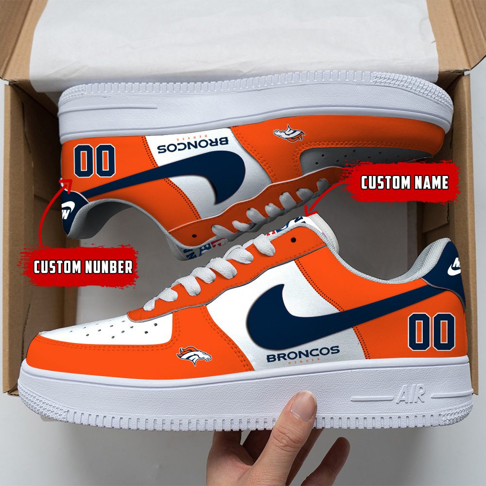 Denver Broncos NFL Custom Name And Number Air Force Sneakers For Men Women