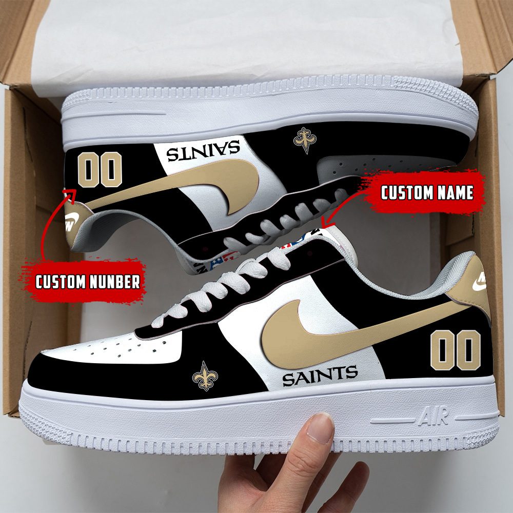 New Orleans Saints NFL Custom Name And Number Air Force Sneakers For Men Women