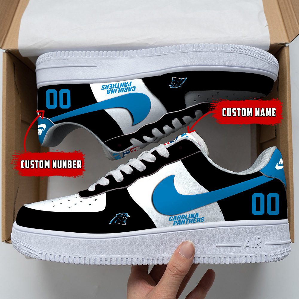 Carolina Panthers NFL Custom Name And Number Air Force Sneakers For Men Women