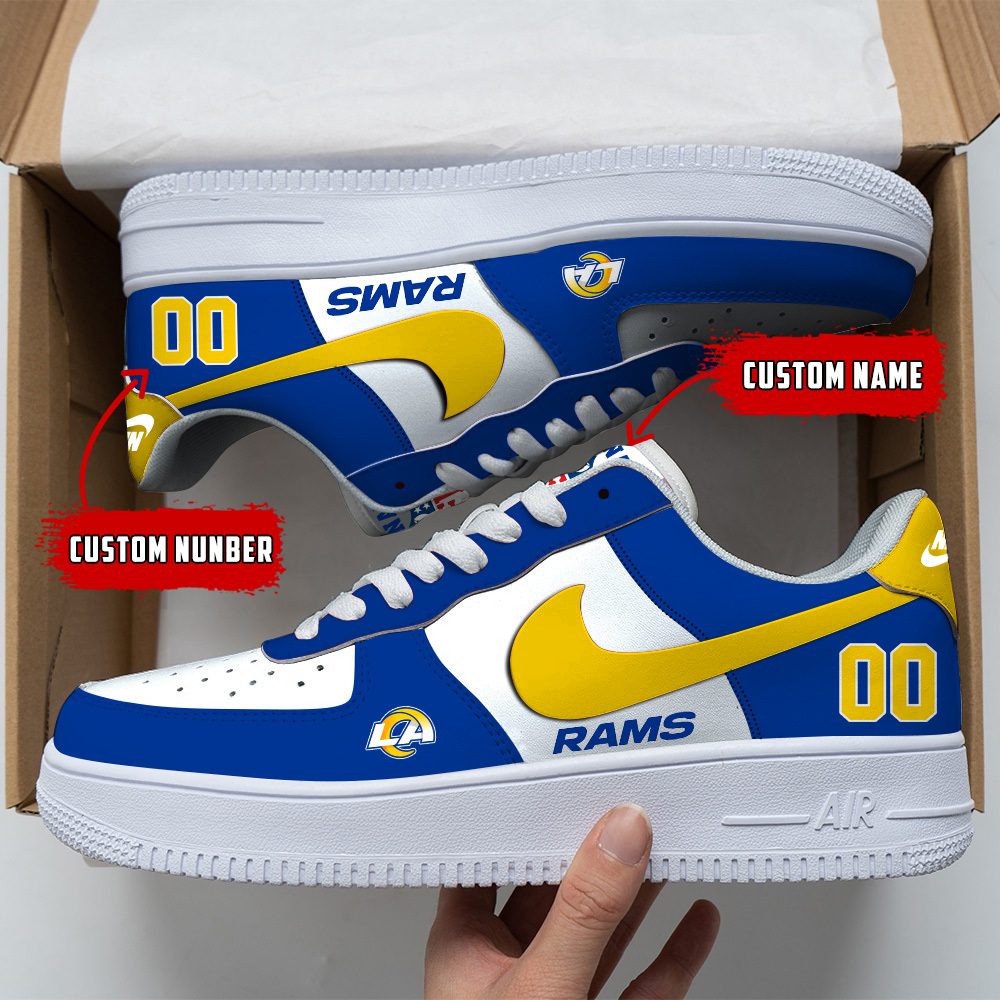 Los Angeles Rams NFL Custom Name And Number Air Force Sneakers For Men Women