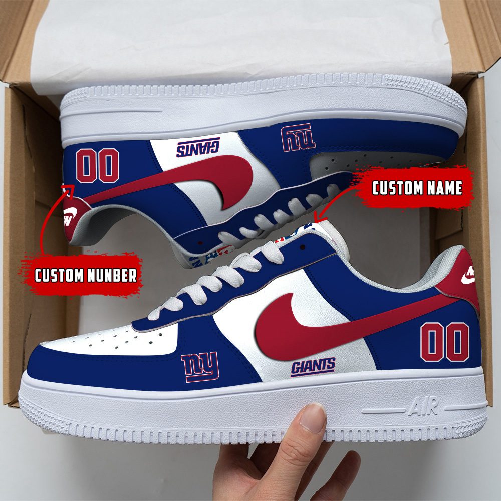 New York Giants NFL Custom Name And Number Air Force Sneakers For Men Women