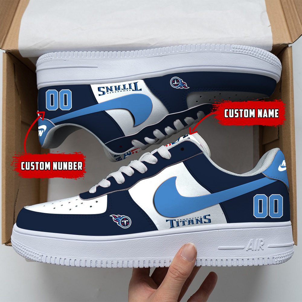Tennessee Titans NFL Custom Name And Number Air Force Sneakers For Men Women