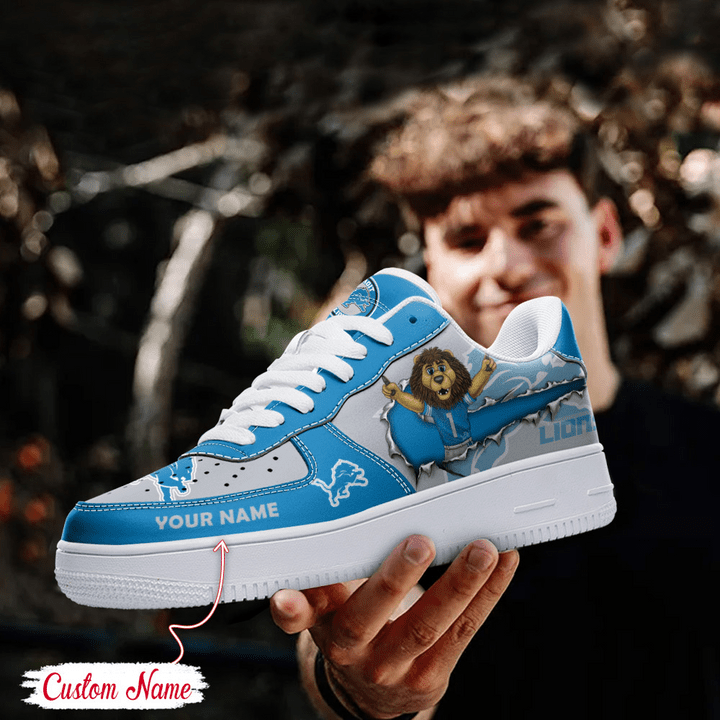NFL Detroit Lions Custom Name Air Force 1 Sneaker For Women Men
