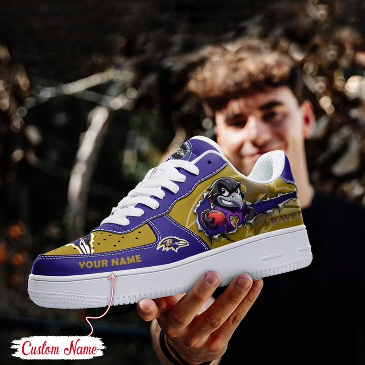 NFL Baltimore Ravens Custom Name Air Force 1 Sneaker For Women Men