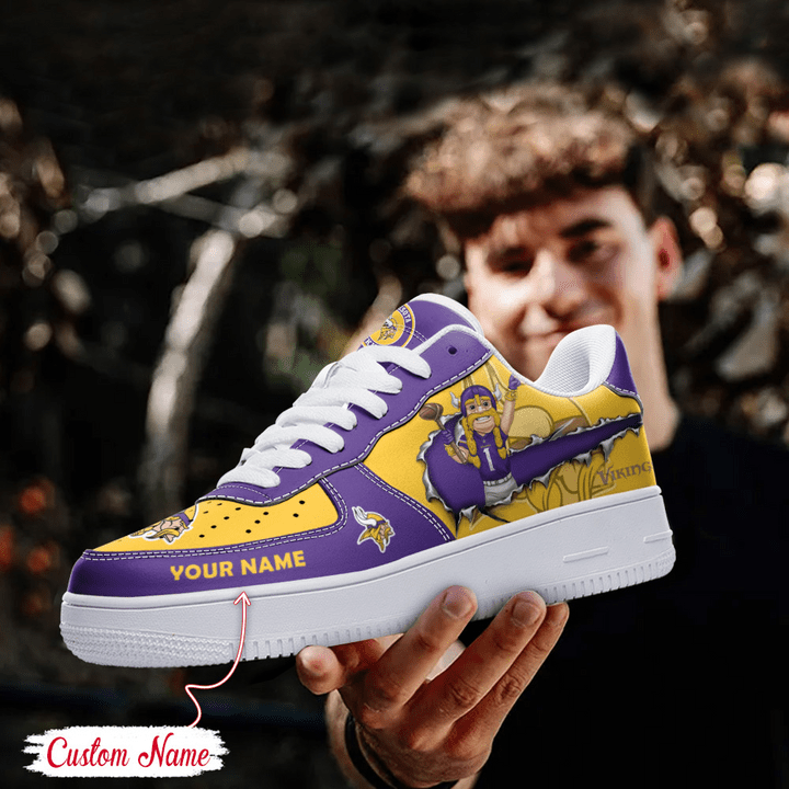NFL Minnesota Vikings Custom Name Air Force 1 Sneaker For Women Men