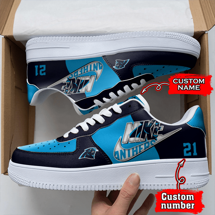 NFL Carolina Panthers Custom Name Number Air Force 1 Sneaker For Women Men