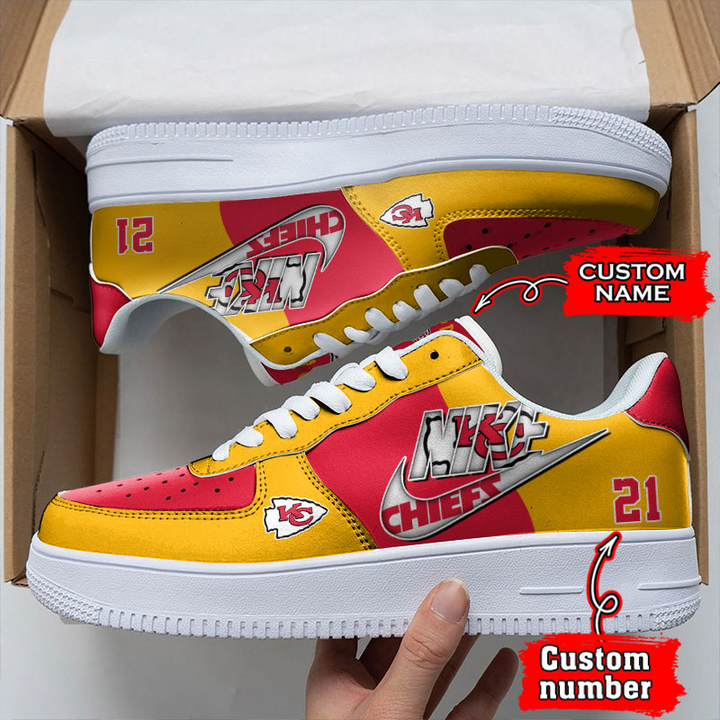 NFL Kansas City Chiefs Custom Name Number Air Force 1 Sneaker For Women Men
