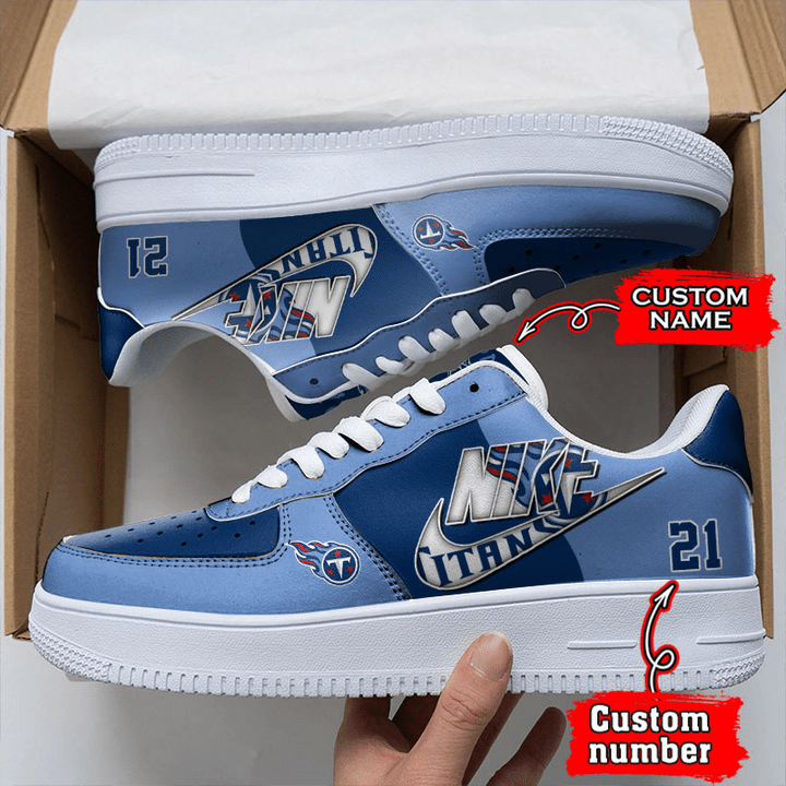 NFL Tennessee Titans Custom Name Number Air Force 1 Sneaker For Women Men