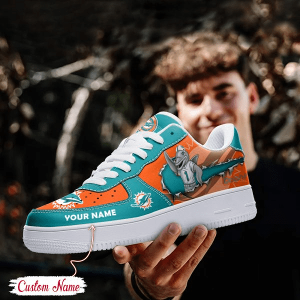 NFL Miami Dolphins Custom Name Air Force 1 Sneaker For Women Men
