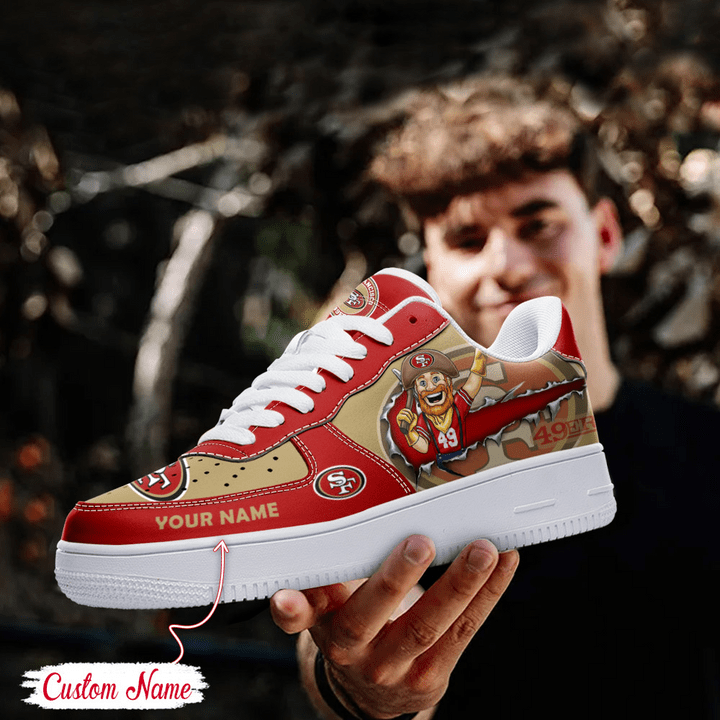 NFL San Francisco 49ers Custom Name Air Force 1 Sneaker For Women Men
