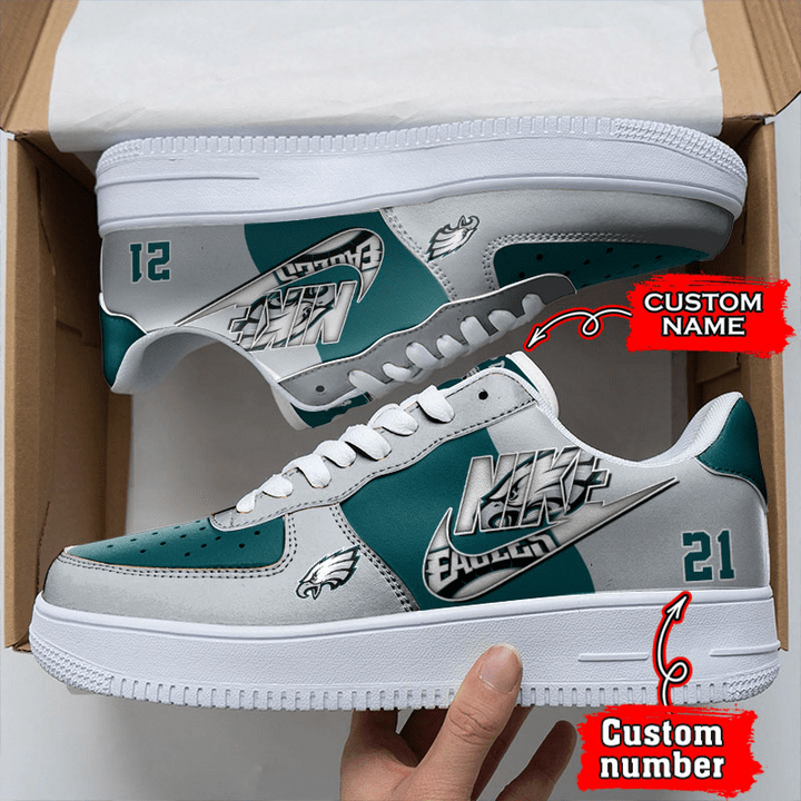 NFL Philadelphia Eagles Custom Name Number Air Force 1 Sneaker For Women Men