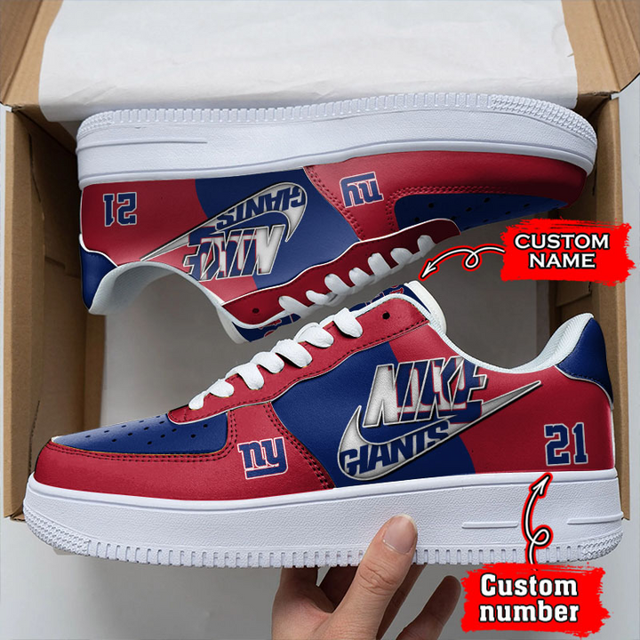 NFL New York Giants Custom Name Number Air Force 1 Sneaker For Women Men