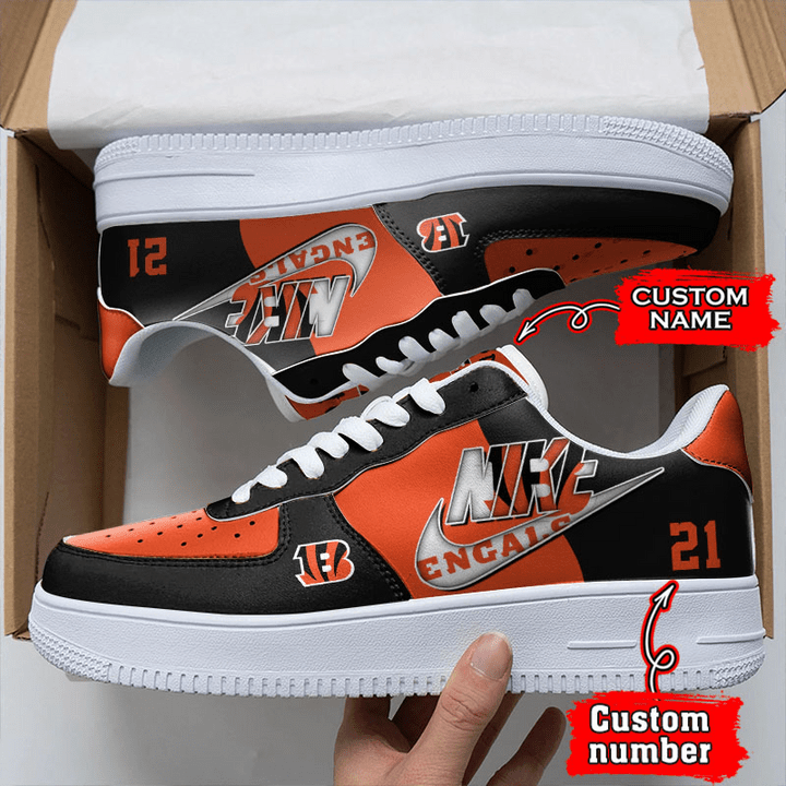 NFL Cincinnati Bengals Custom Name Number Air Force 1 Sneaker For Women Men