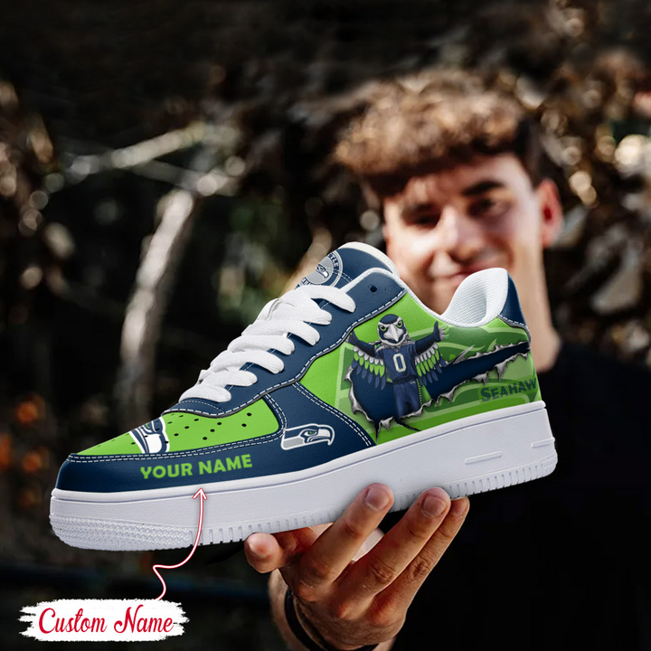 NFL Seattle Seahawks Custom Name Air Force 1 Sneaker For Women Men