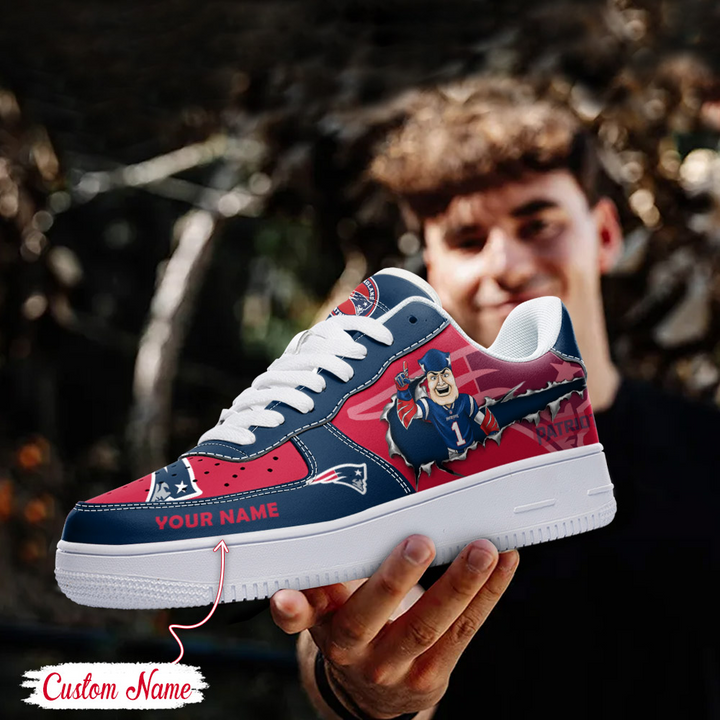 NFL New England Patriots Custom Name Air Force 1 Sneaker For Women Men