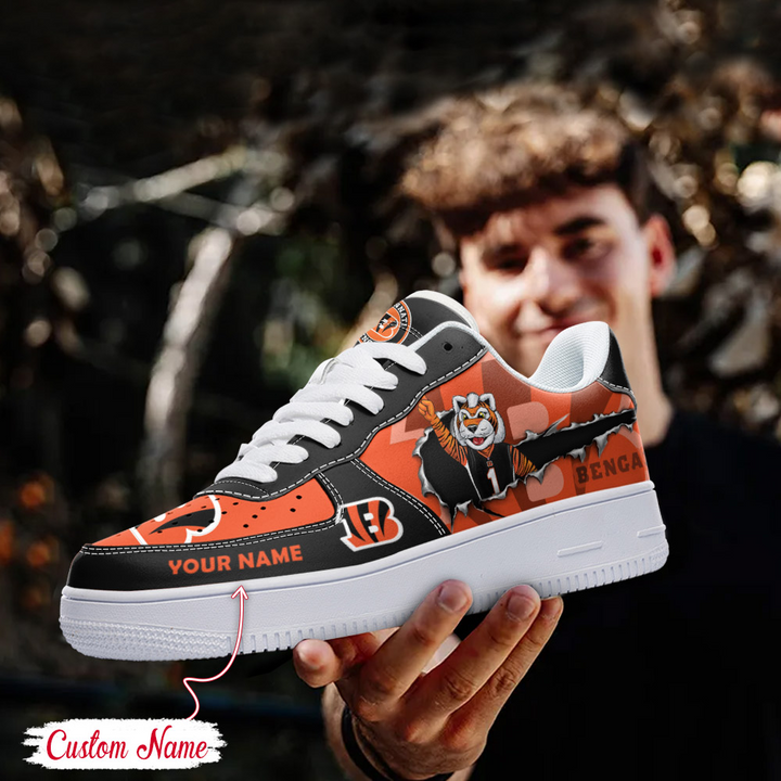 NFL Cincinnati Bengals Custom Name Air Force 1 Sneaker For Women Men
