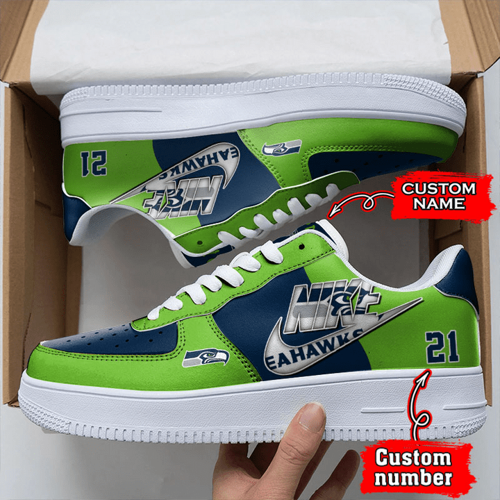 NFL Seattle Seahawks Custom Name Number Air Force 1 Sneaker For Women Men