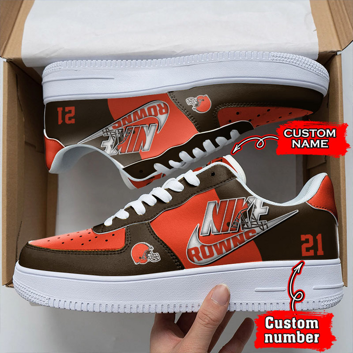 NFL Cleveland Browns Custom Name Number Air Force 1 Sneaker For Women Men