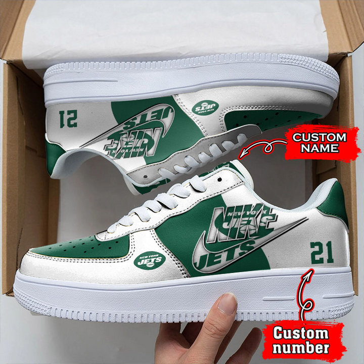NFL New York Jets Custom Name Number Air Force 1 Sneaker For Women Men