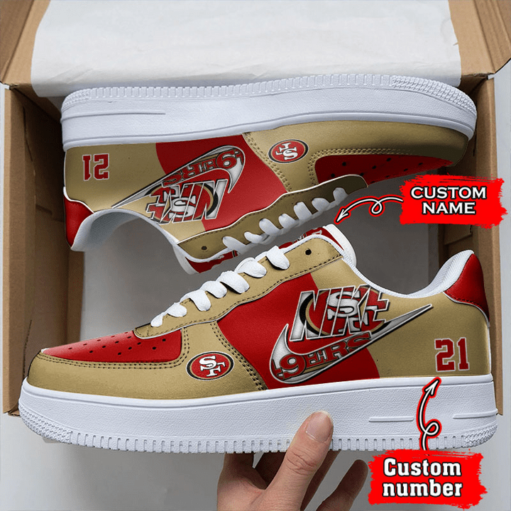 NFL San Francisco 49ers Custom Name Number Air Force 1 Sneaker For Women Men