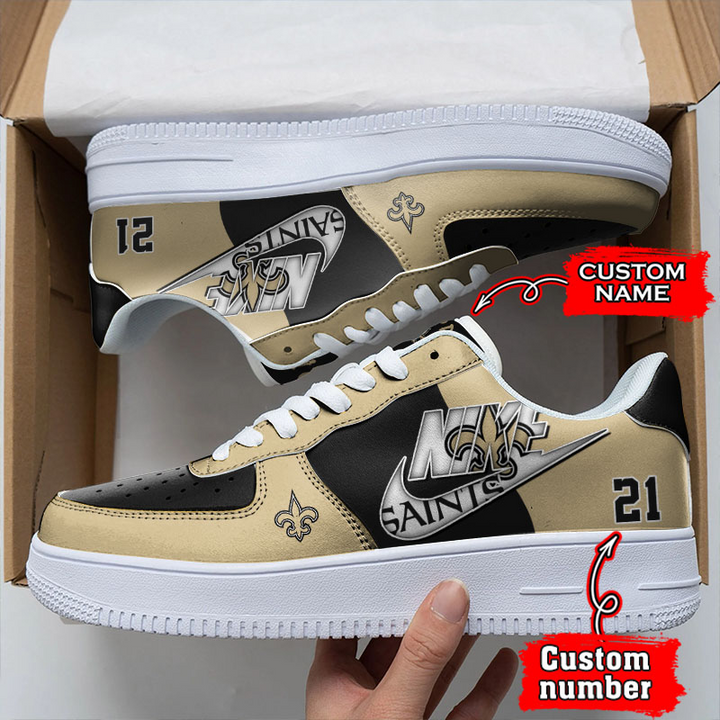 NFL New Orleans Saints Custom Name Number Air Force 1 Sneaker For Women Men