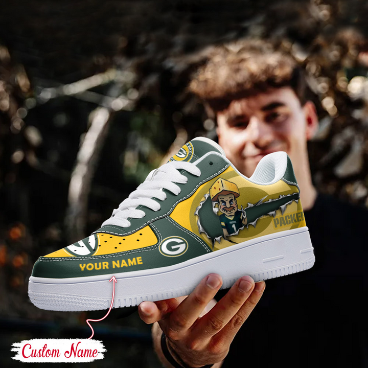 NFL Green Bay Packers Custom Name Air Force 1 Sneaker For Women Men