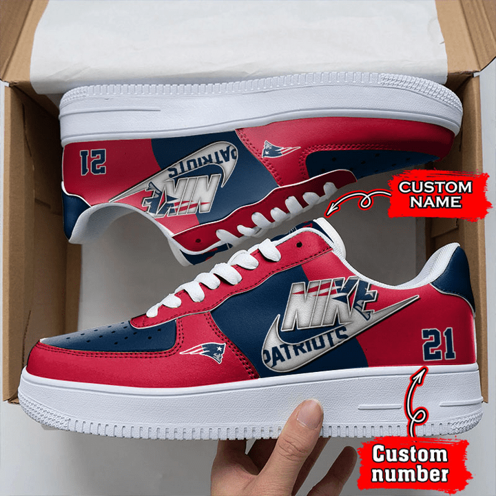 NFL New England Patriots Custom Name Number Air Force 1 Sneaker For Women Men