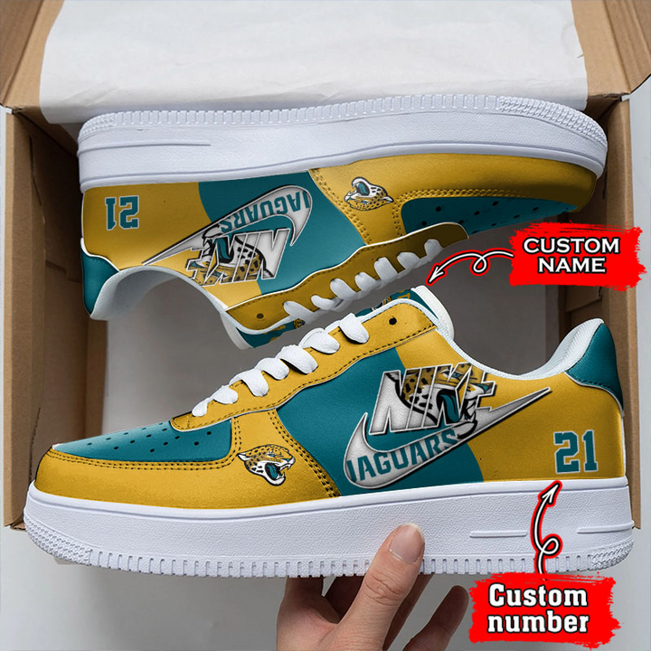 NFL Jacksonville Jaguars Custom Name Number Air Force 1 Sneaker For Women Men