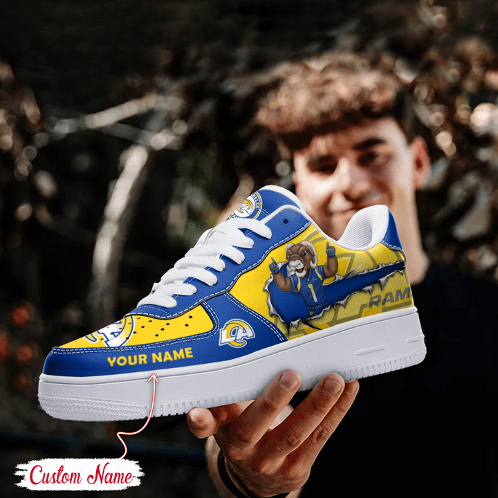 NFL Los Angeles Rams Custom Name Air Force 1 Sneaker For Women Men