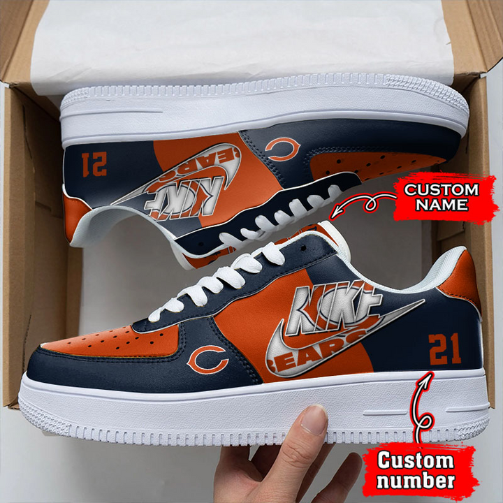 NFL Chicago Bears Custom Name Number Air Force 1 Sneaker For Women Men