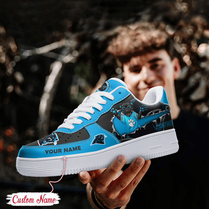 NFL Carolina Panthers Custom Name Air Force 1 Sneaker For Women Men