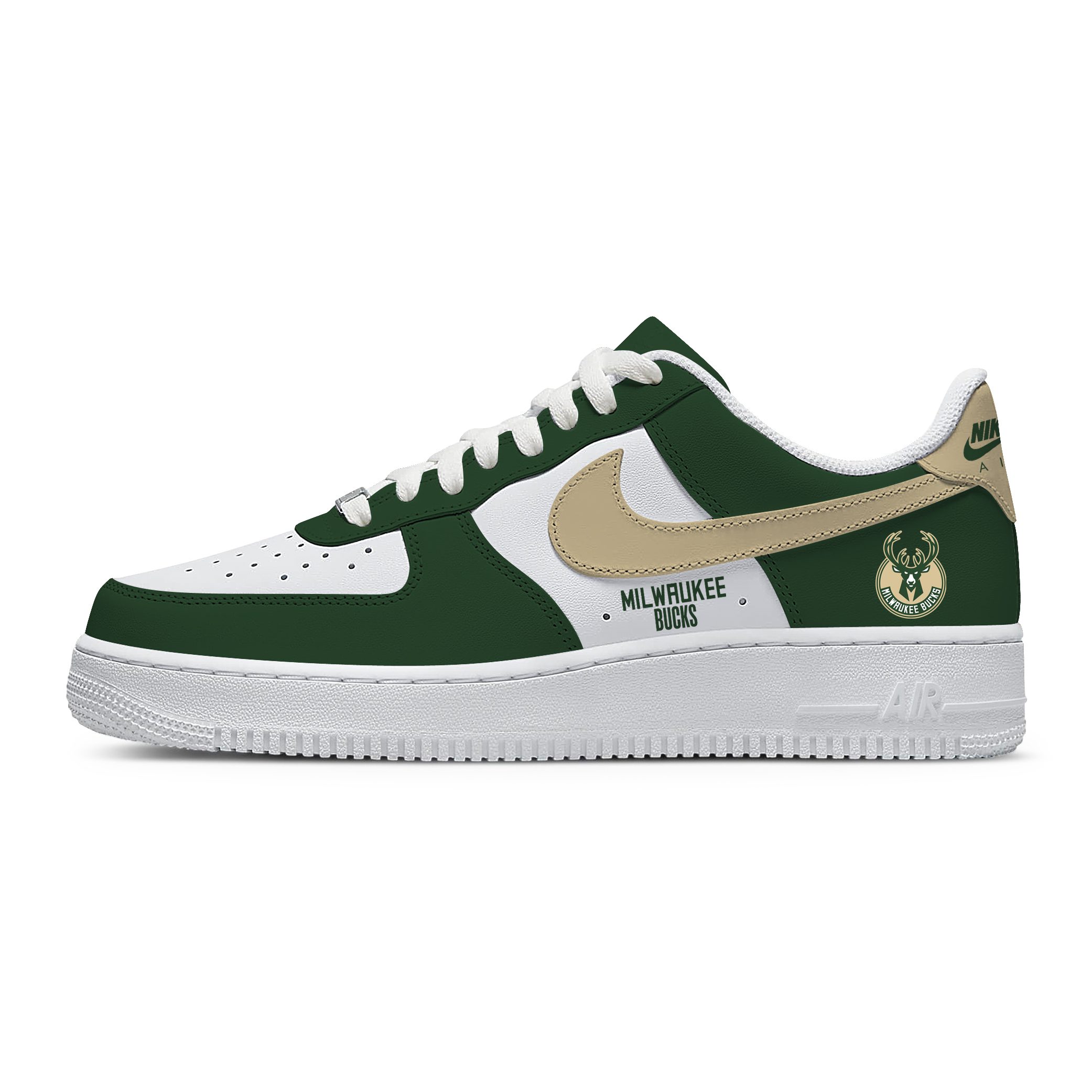 NBA Milwaukee Bucks Nike Air Force 1 Low Sneakers For Fan