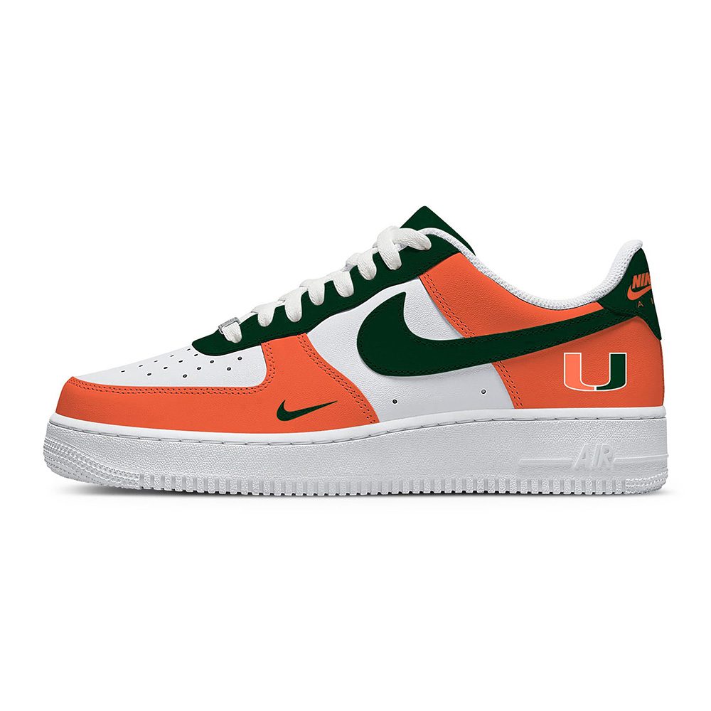NCAA Miami Hurricanes AF1 Stylish Casual Sneakers For Men Women For Fan