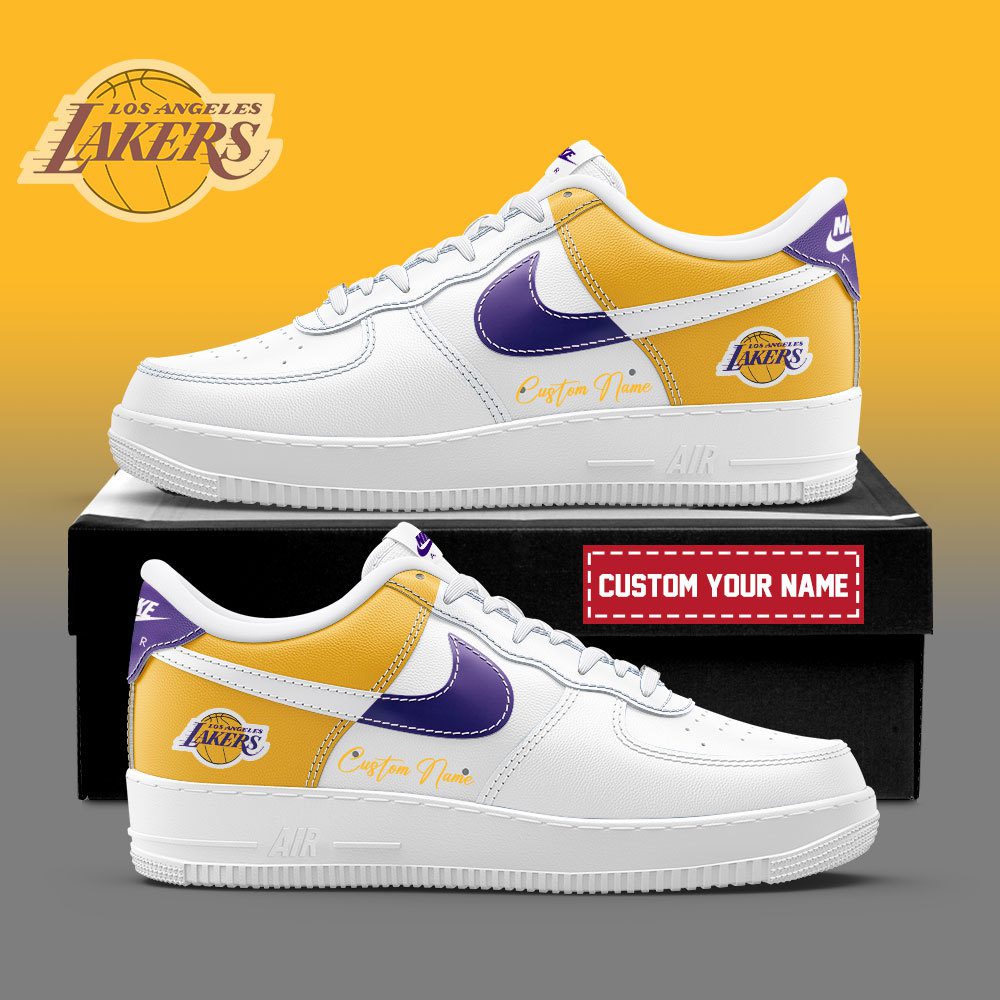 Los Angeles Lakers NBA Playoffs Custom Name AF1 Sneakers