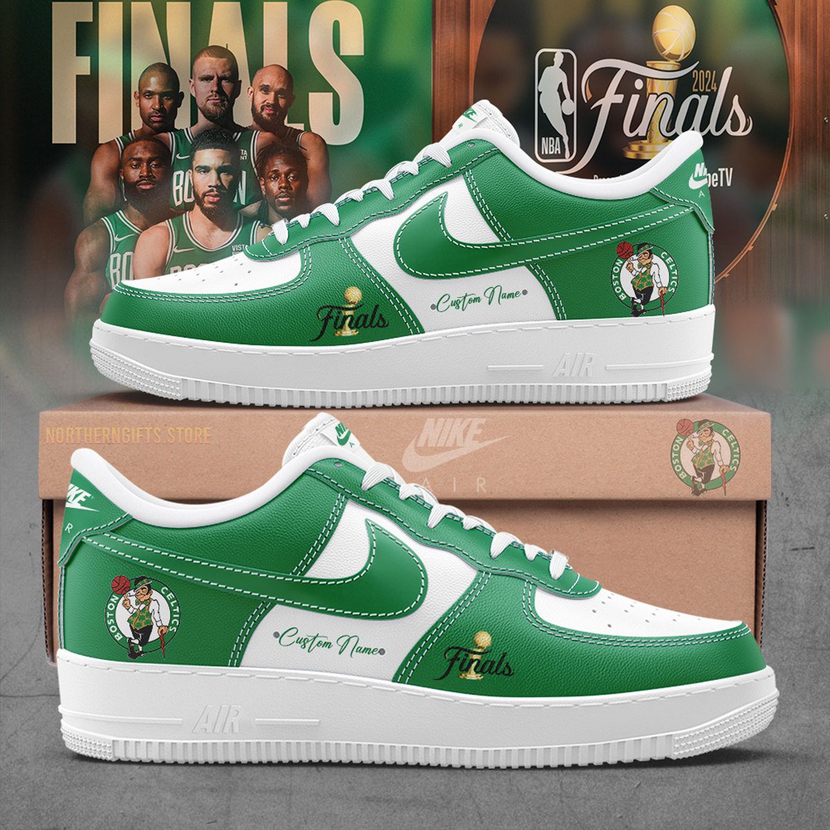 Boston Celtics NBA Air Force 1 Sneakers Custom Name For Fans Limited Shoes