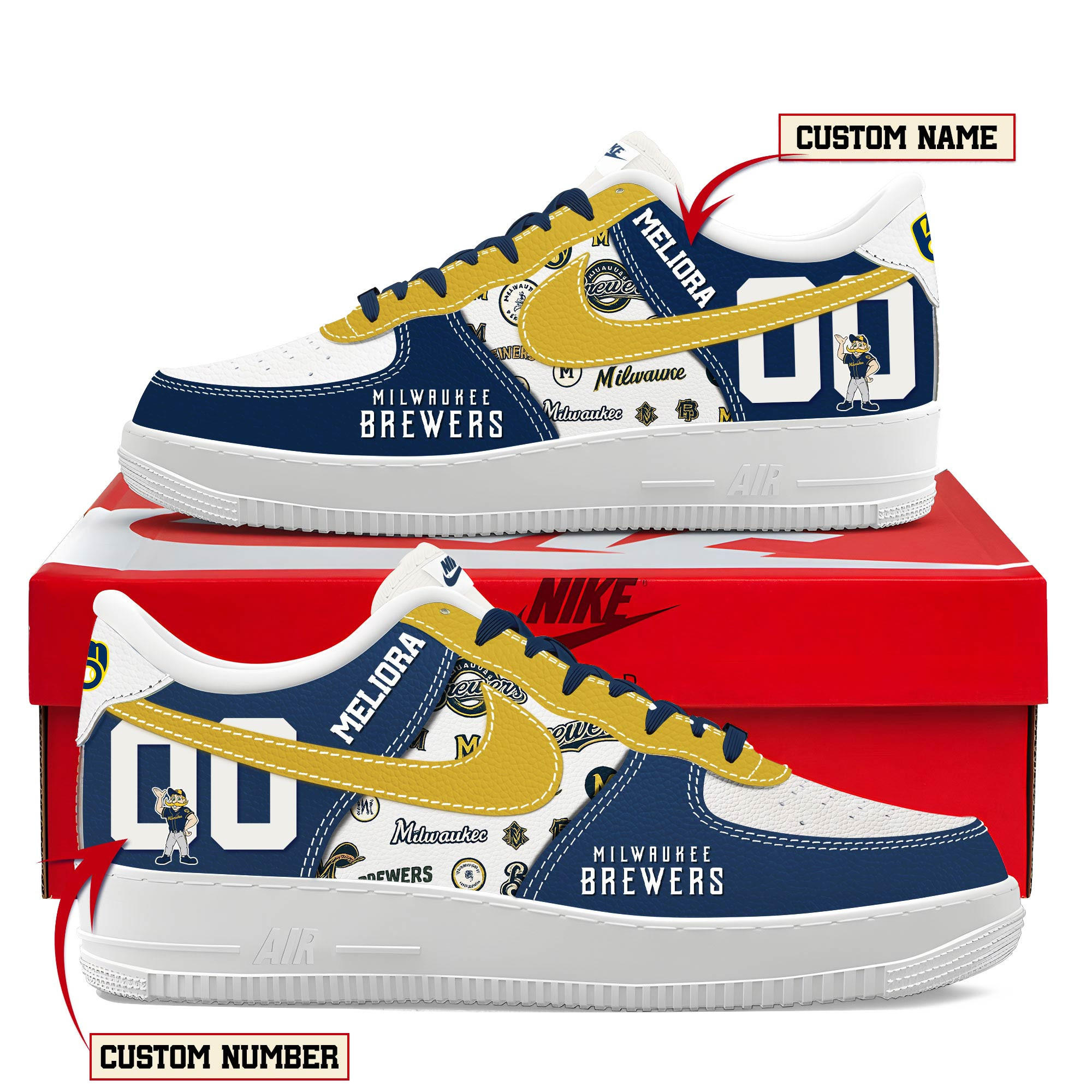 Milwaukee Brewers New AF1 Sneakers Best Running Shoes 2025 For Fans