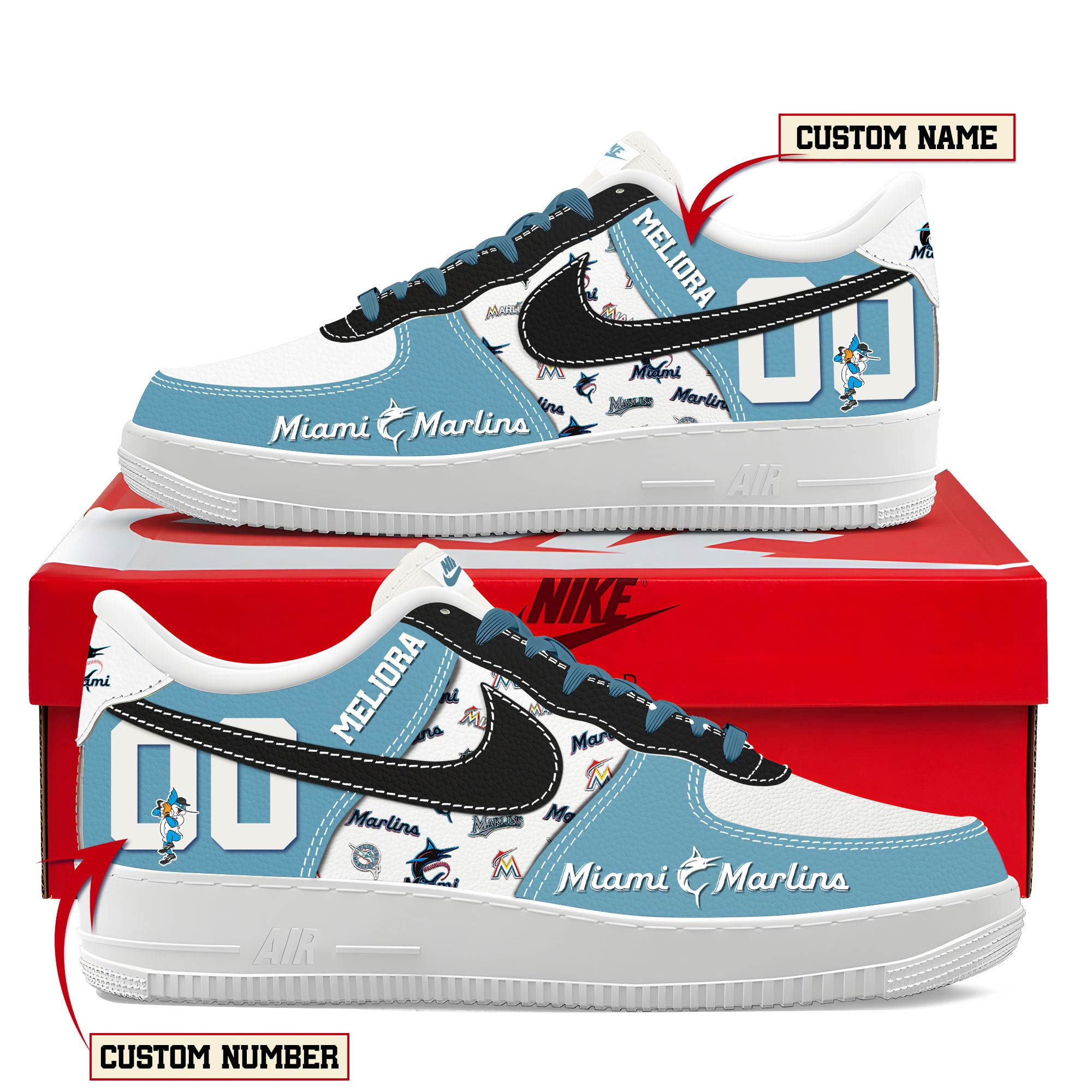 Miami Marlins New AF1 Sneakers Best Running Shoes 2025 For Fans