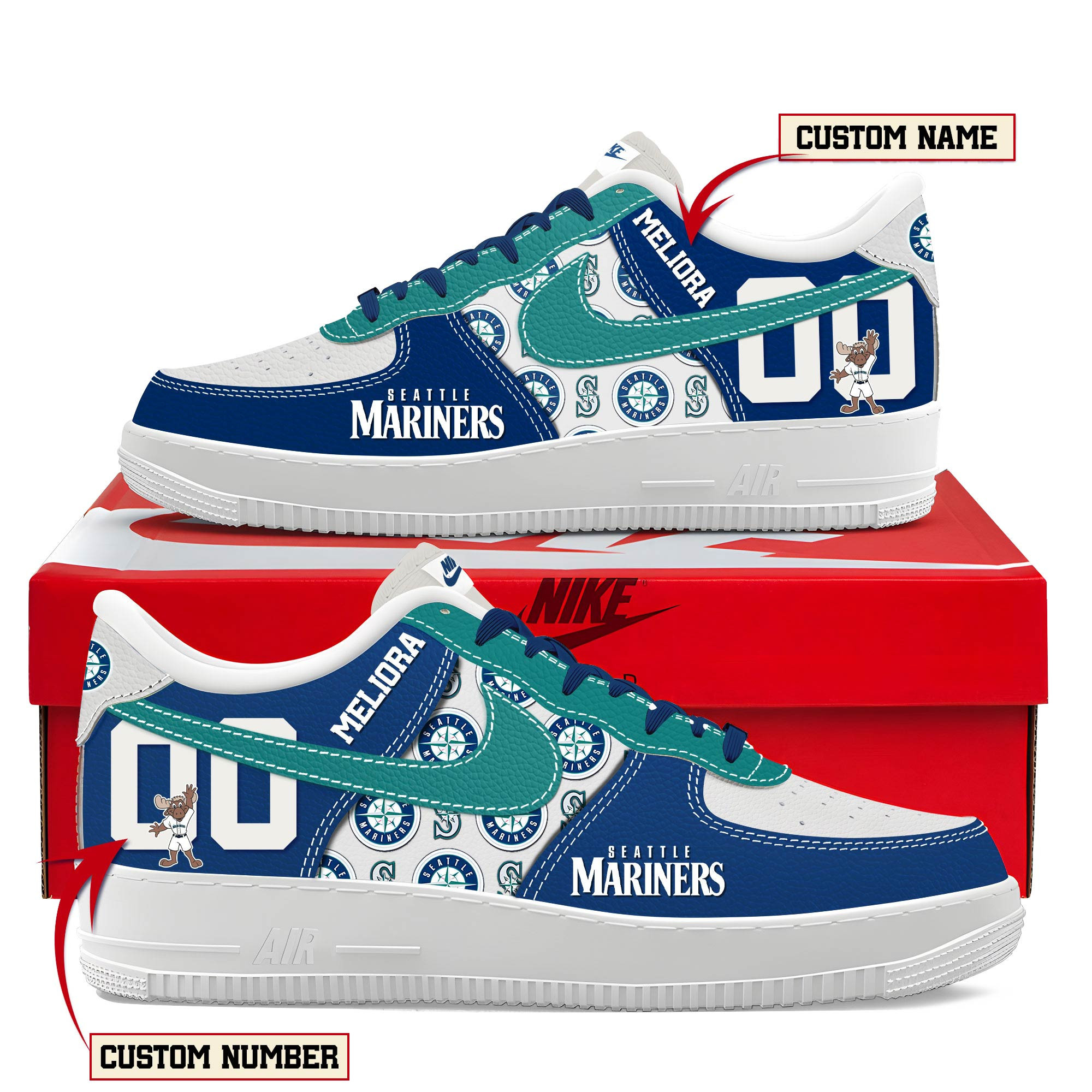 Seattle Mariners New AF1 Sneakers Best Running Shoes 2025 For Fans