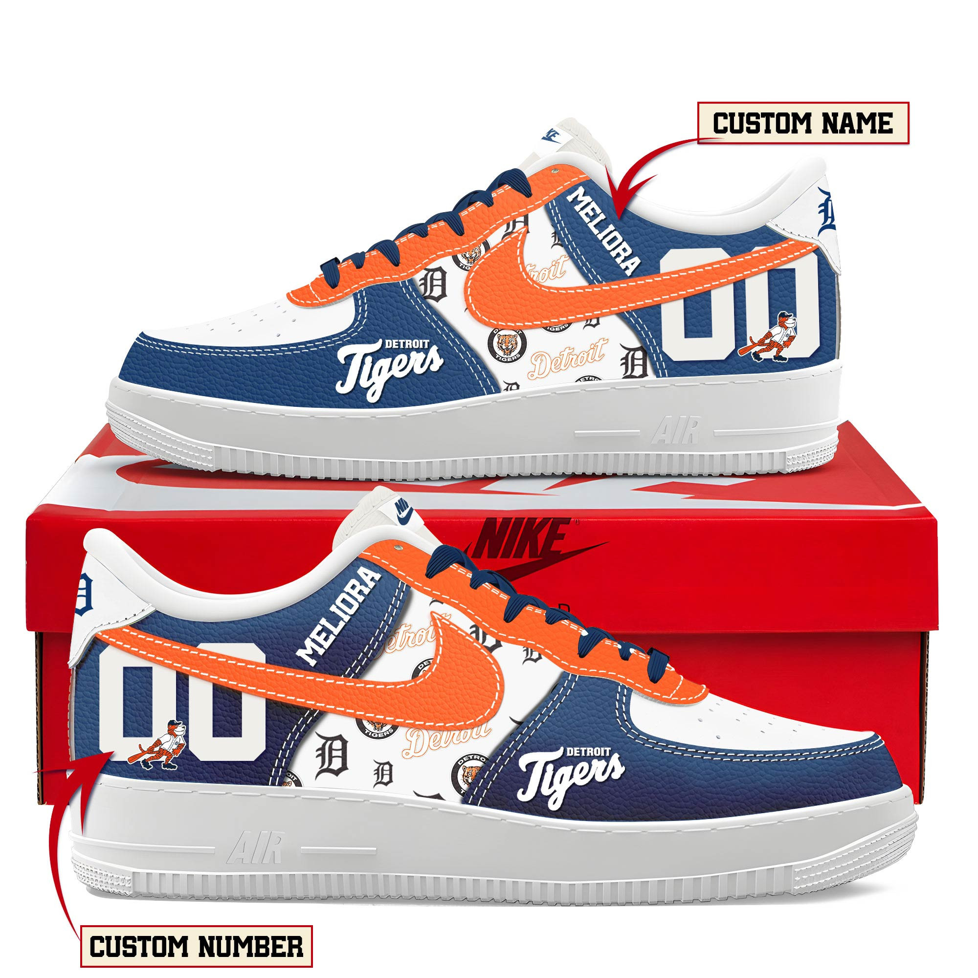 Detroit Tigers New AF1 Sneakers Best Running Shoes 2025 For Fans