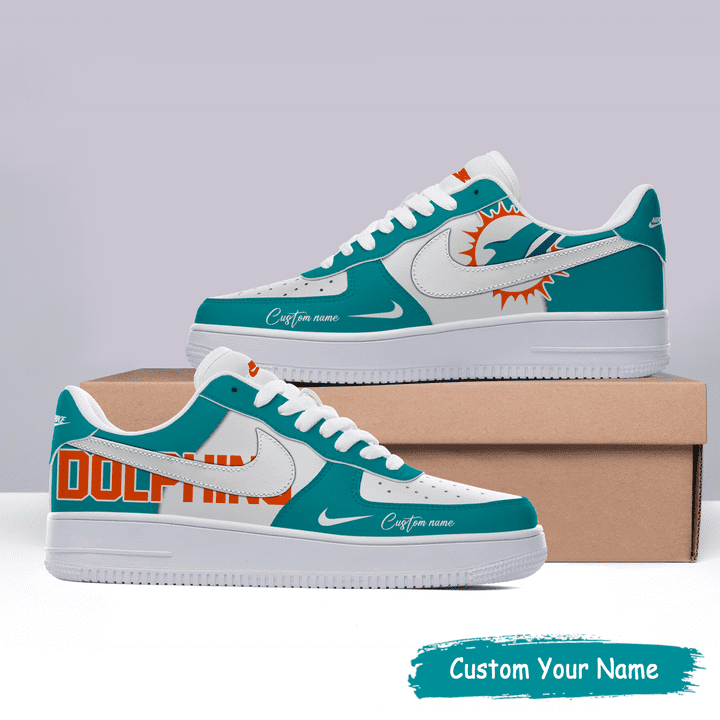 Miami Dolphins Air Force 1 Sneakers Custom Name Affordable Shoes Online
