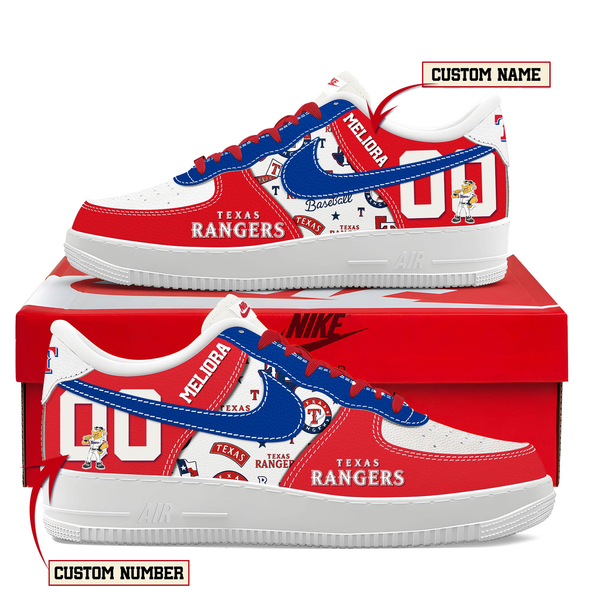 Texas Rangers New AF1 Sneakers Best Running Shoes 2025 For Fans