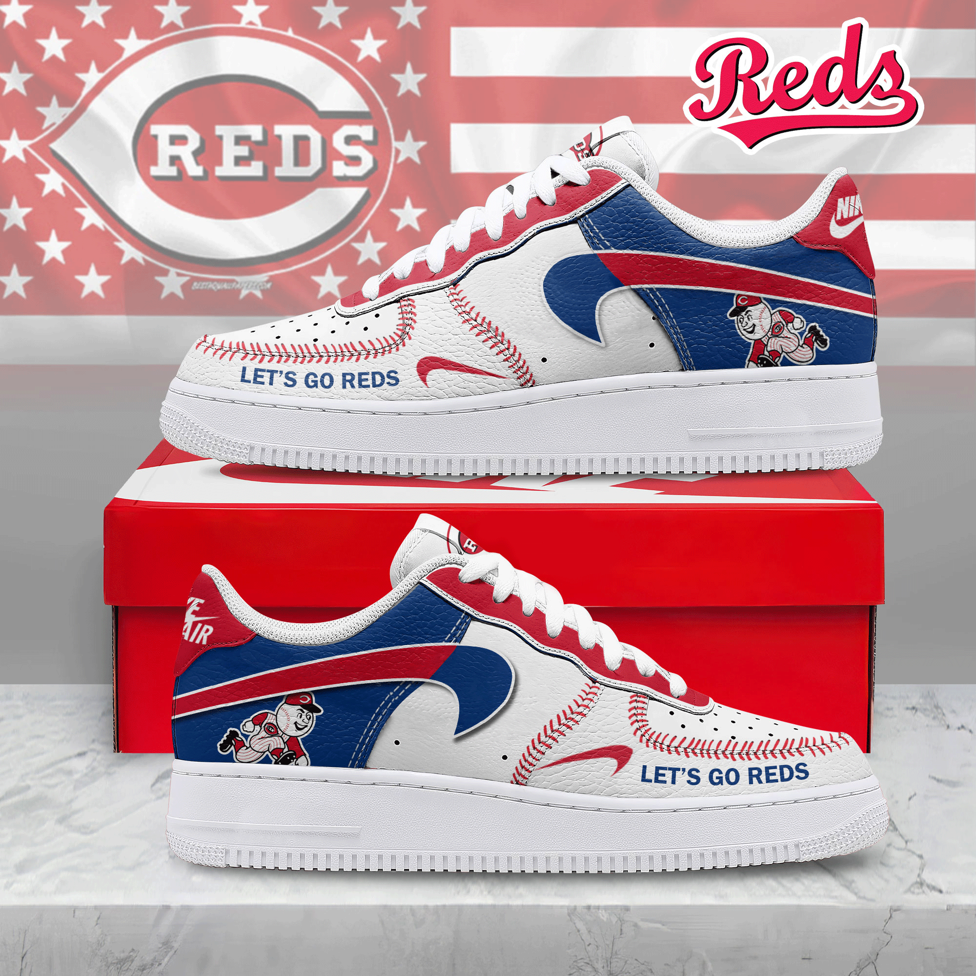Cincinnati Reds Premium New AF1 Walking Shoes Sneakers For Men Women